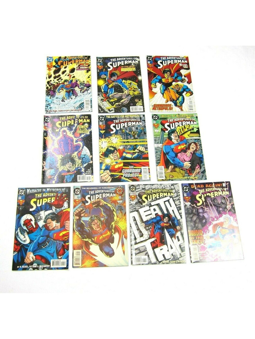 Lot 10 Vintage 1994 Adventures of Superman Comic Books 508, 509, 511, 512, 513